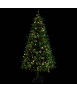 Albero di Natale con LED e Pigne Verde 225 cm in PVC e PE