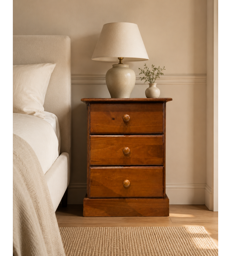 Domo Mea Comodino Ciliegio 3 Cassetti 62x46x41 cm Arredo Elegante