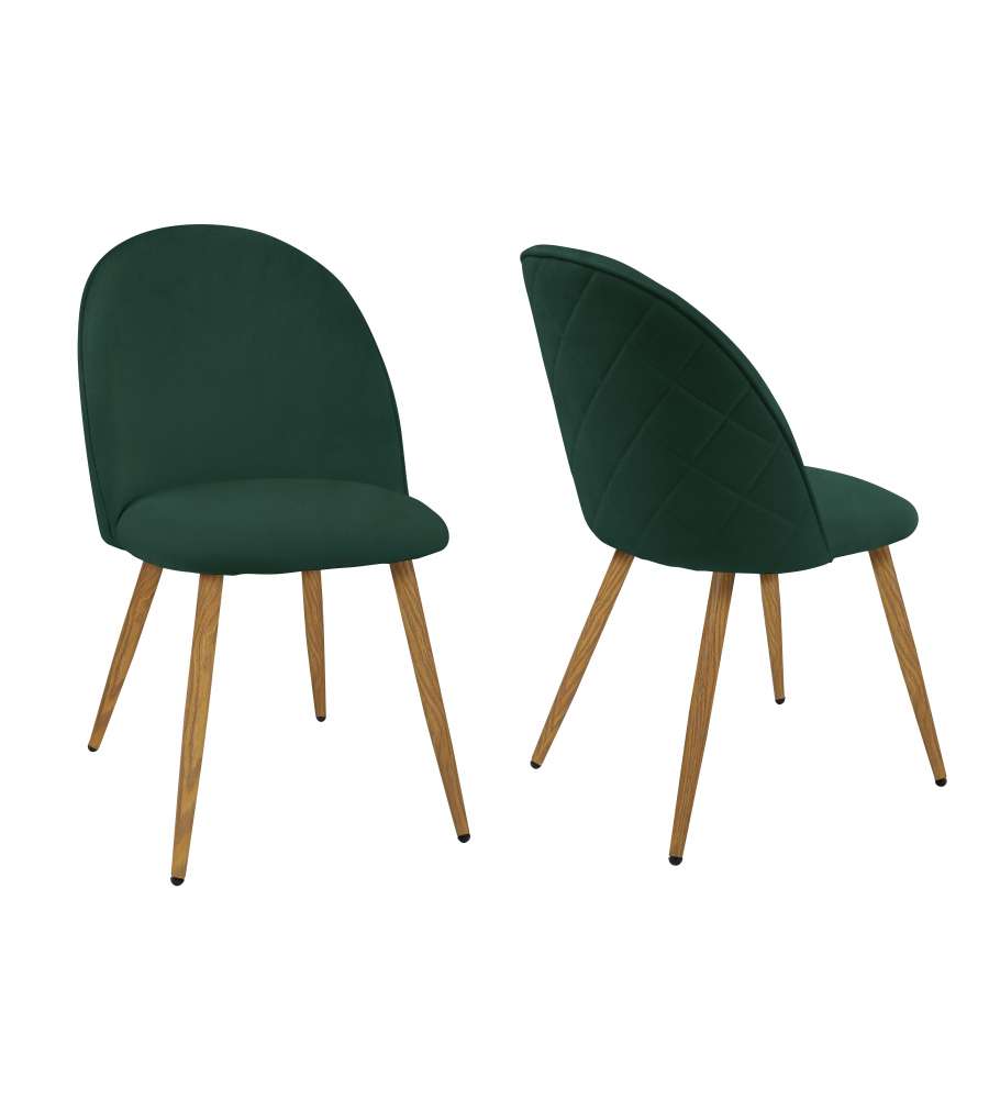Set 2 sedie da soggiorno in velluto verde