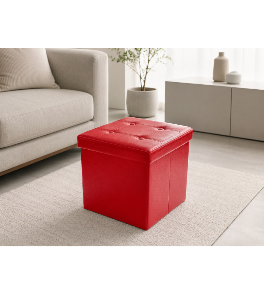 Domo Mea Pouf Pieghevole Contenitore Rosso - 38x38x38 cm