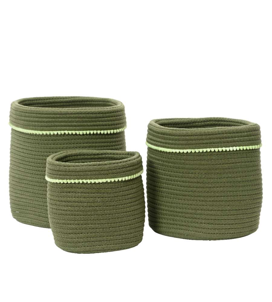 Cesta verde con pompon piccola
