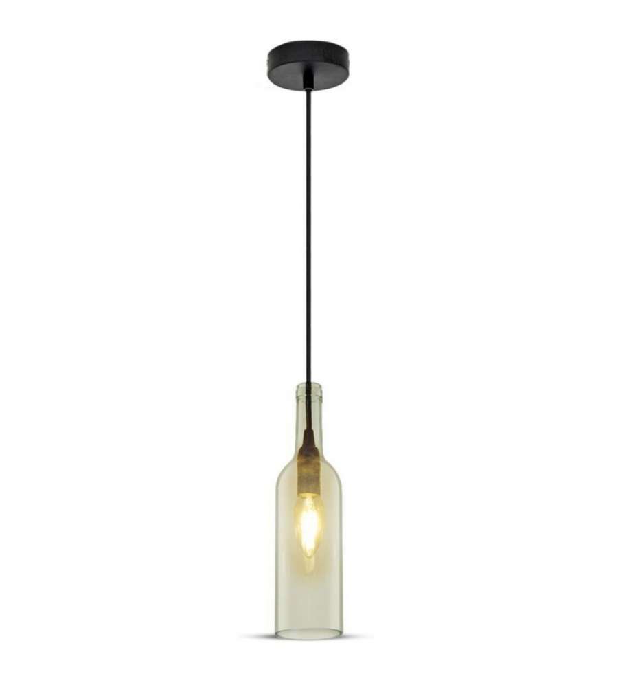 Lampadario LED a Bottiglia in Vetro con Portalampada E14 (Max 60W) Colore Trasparente