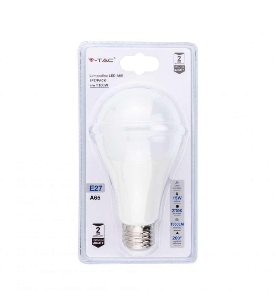 Lampadina LED E27 15W A65 2700K (Blister 1 Pezzo)