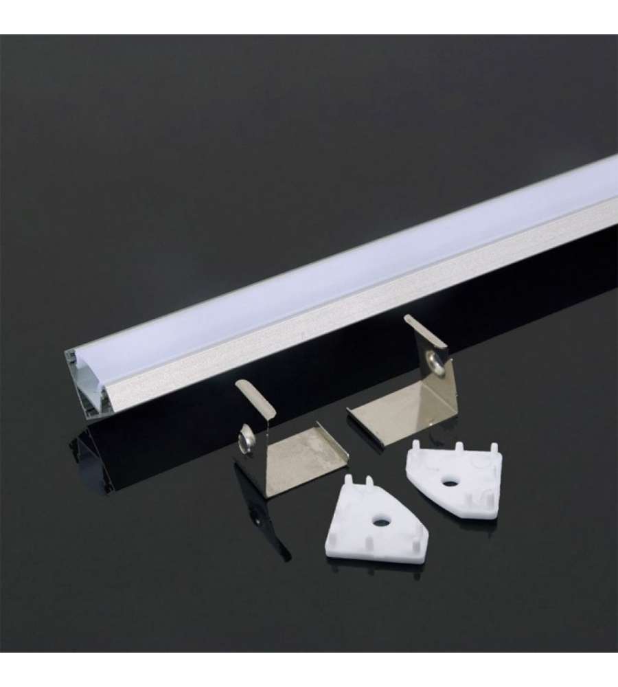 Profilo in Alluminio Angolare Colore Bianco per Strip LED (Max l: 12,1mm) 2000 x 26 x 19mm