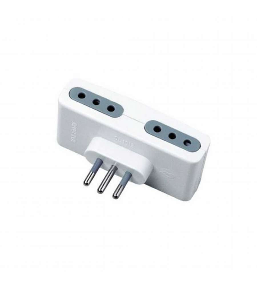Adattatore Multipresa con 4 Prese 10A 2P+T e Spina 10A 2P+T Colore Bianco
