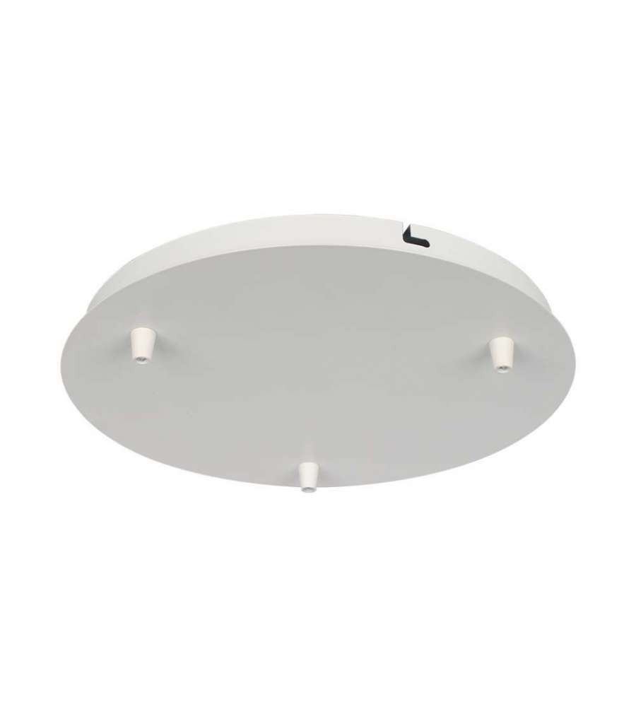 V-TAC Rosone per Lampadario in Acciaio d:300*h:25mm con 3 Fori Colore Bianco Opaco