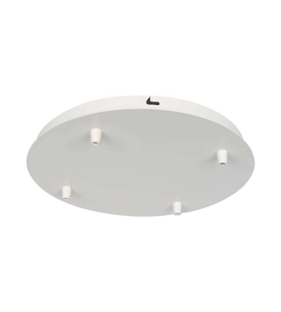 V-TAC Rosone per Lampadario in Acciaio d:300*h:25mm con 4 Fori Colore Bianco Opaco