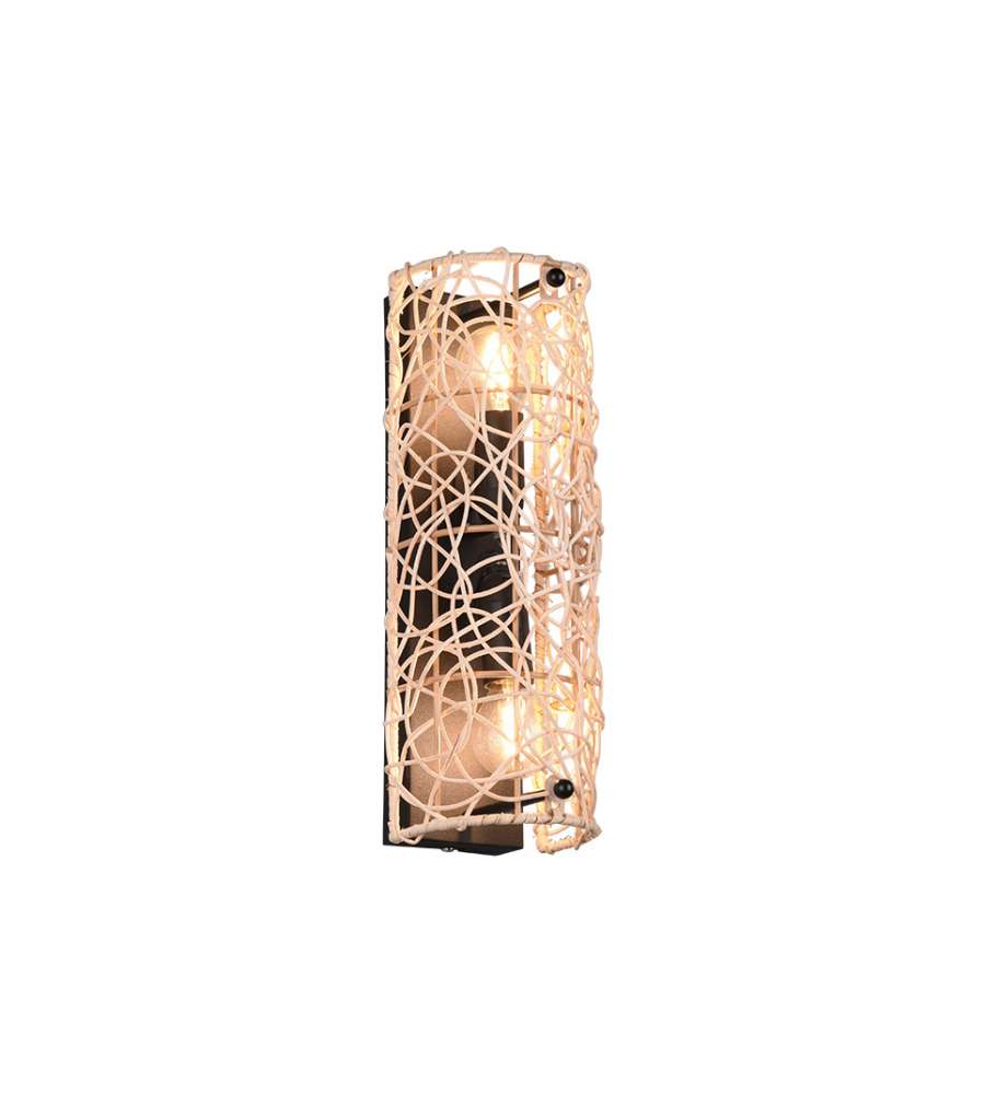 Plafoniera Lovis 2x E14 - 40W - Finitura naturale con reticolo in rattan