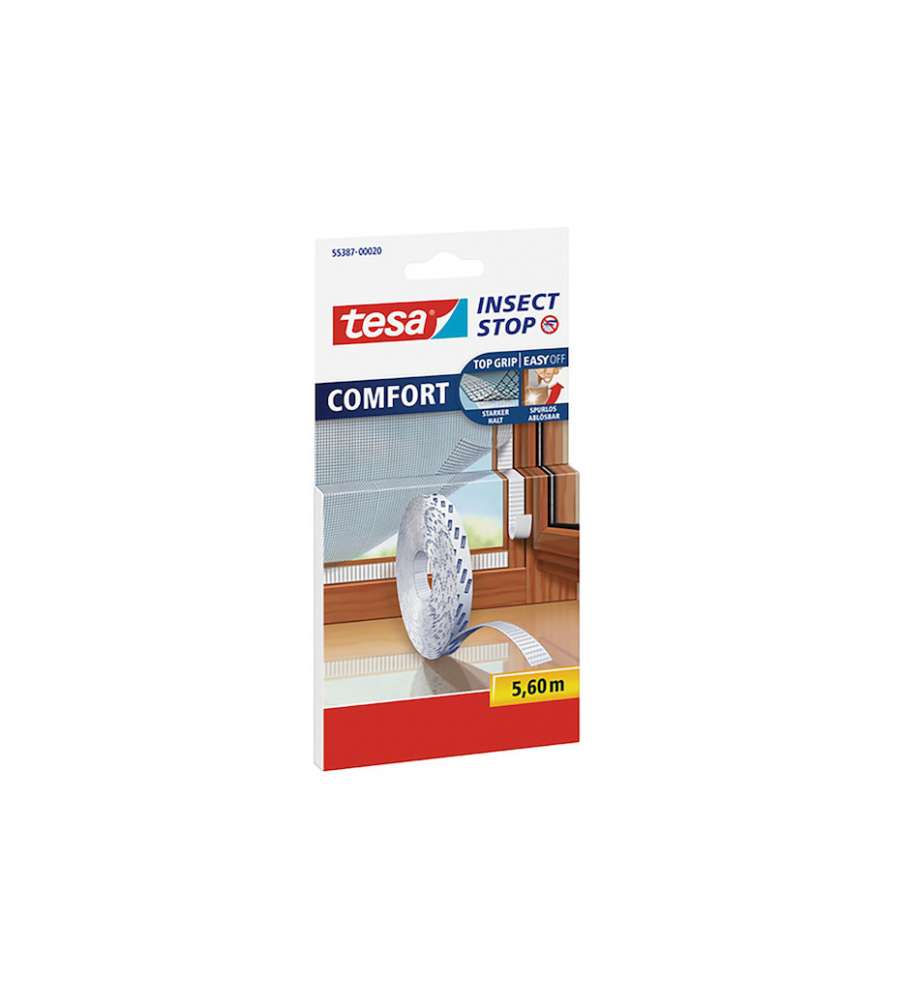 Tesa Nastro Adesivo Zanzariera Comfort 5,6m Velcro Autoadesivo