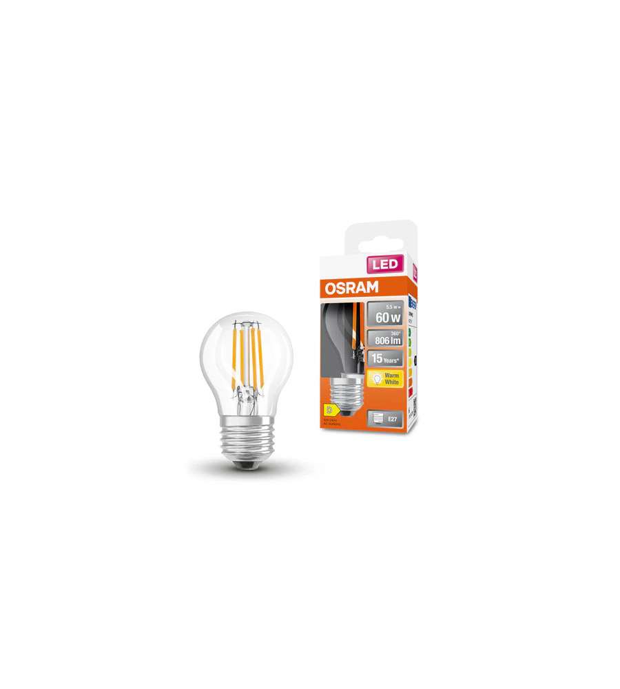 Lampadina LED Osram Star Classic P60 filamento luce calda E27