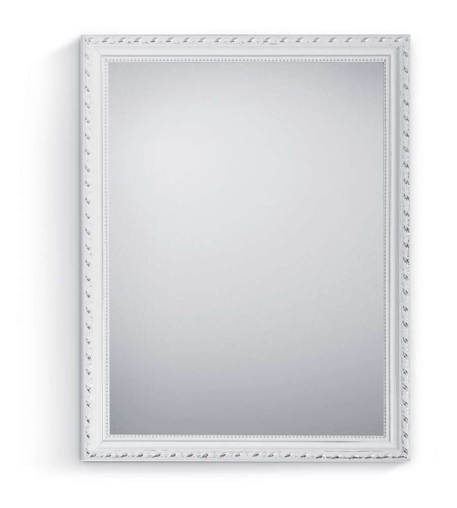 Specchio Loreley 34x45 cm Bianco Cornice Legno Vintage
