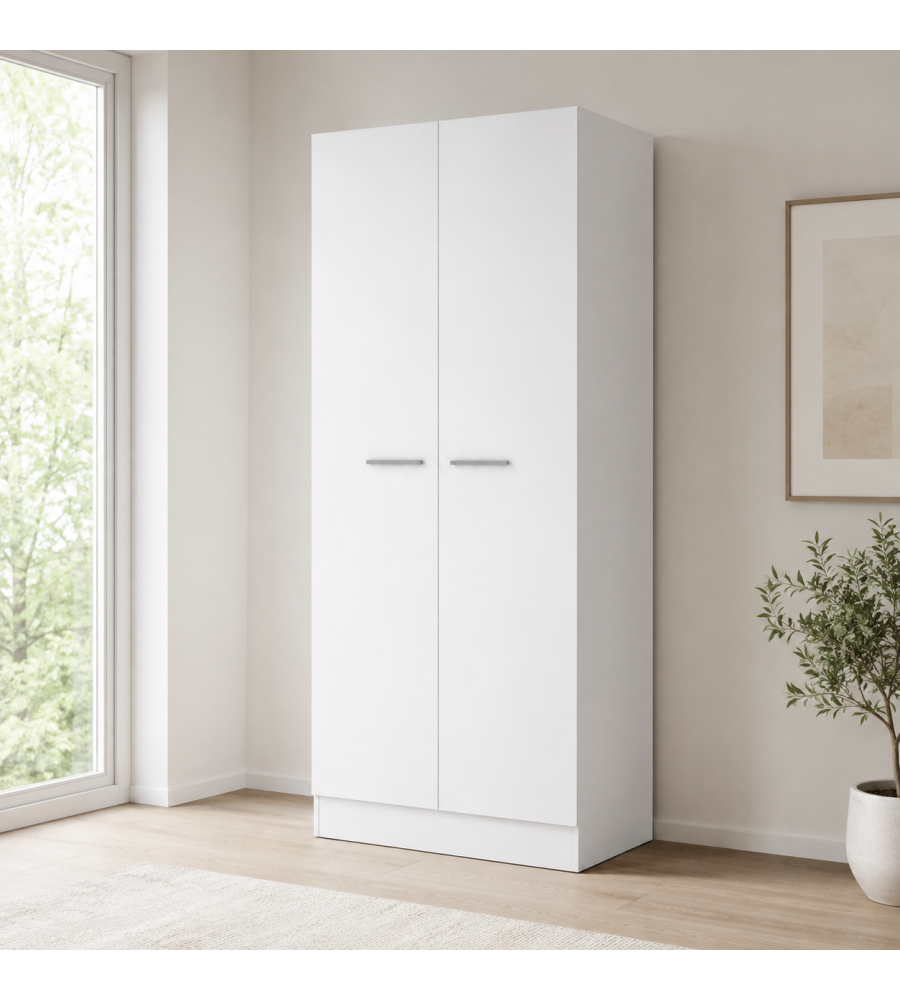 Armadio Doppia Anta Bianco - Design Elegante e Funzionale - 71x51,5x181H cm