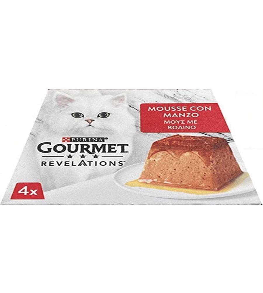Gourmet Cibo Umido per Gatti al Manzo Mousse 4x57g Senza Conservanti