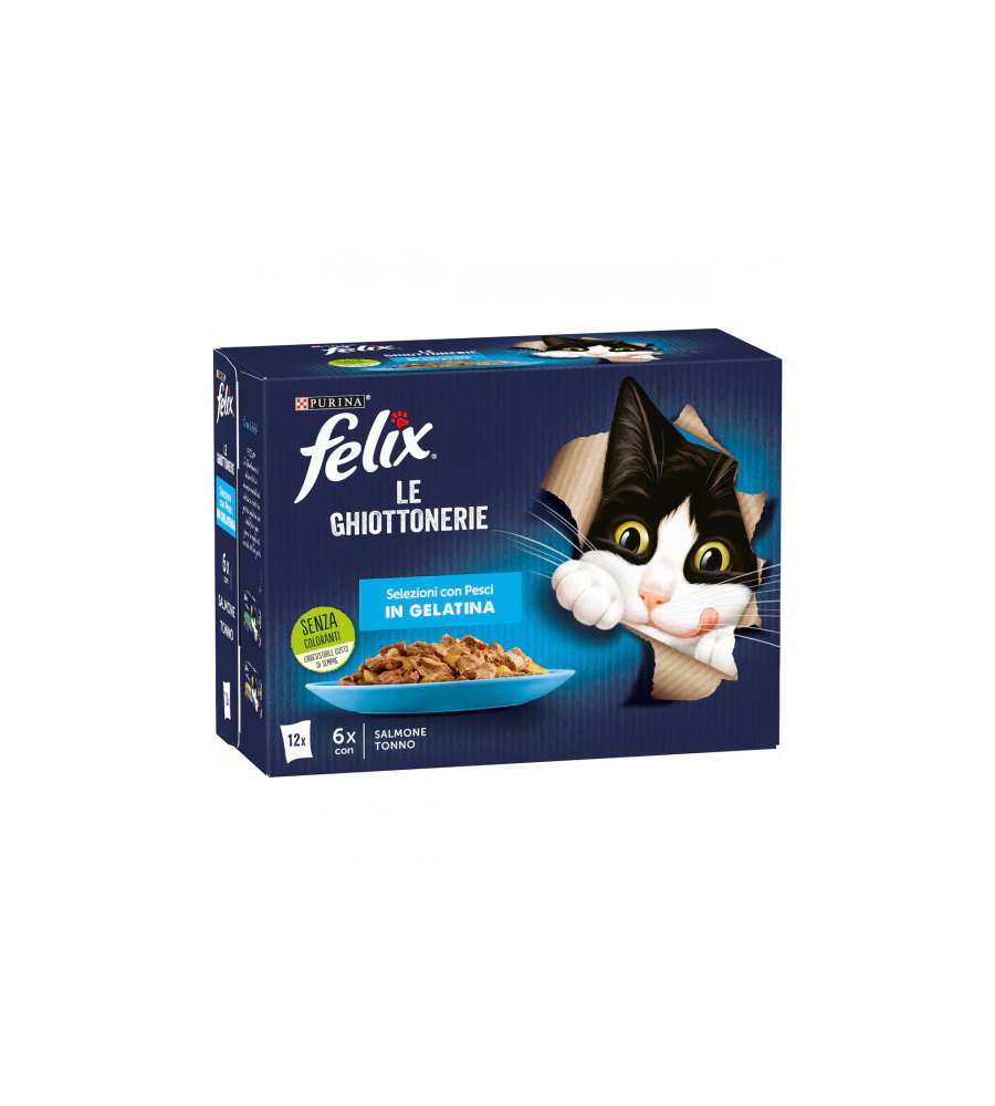 Felix Le ghiottonerie per Gatto Selezioni con pesci Salmone/Tonno 12x85g