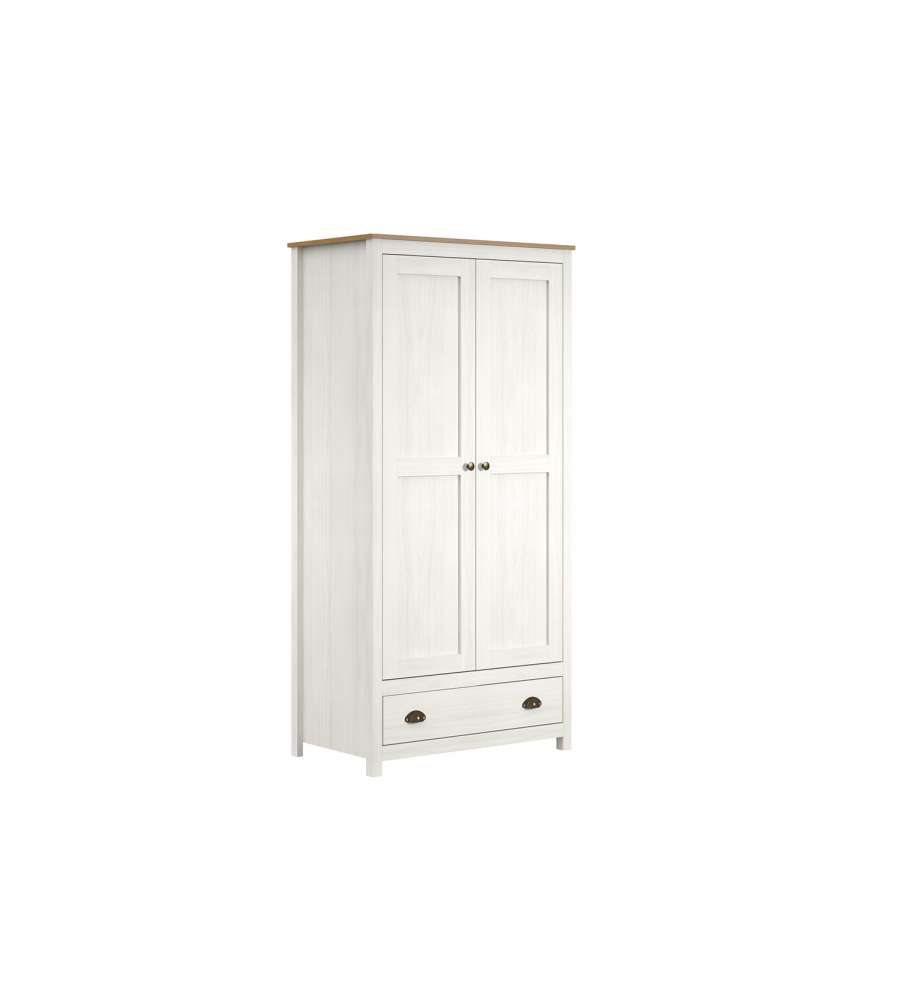 Armadio Topazio in Legno di Pino Massello Bianco - 90 x 53 x 185 cm
