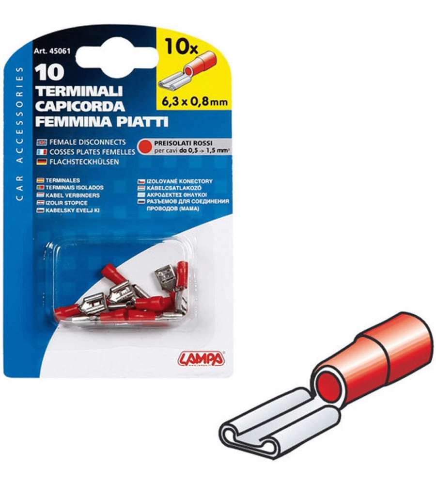 Lampa Capicorda Femmina Piatti Rosso - 10 Terminali per Connettori