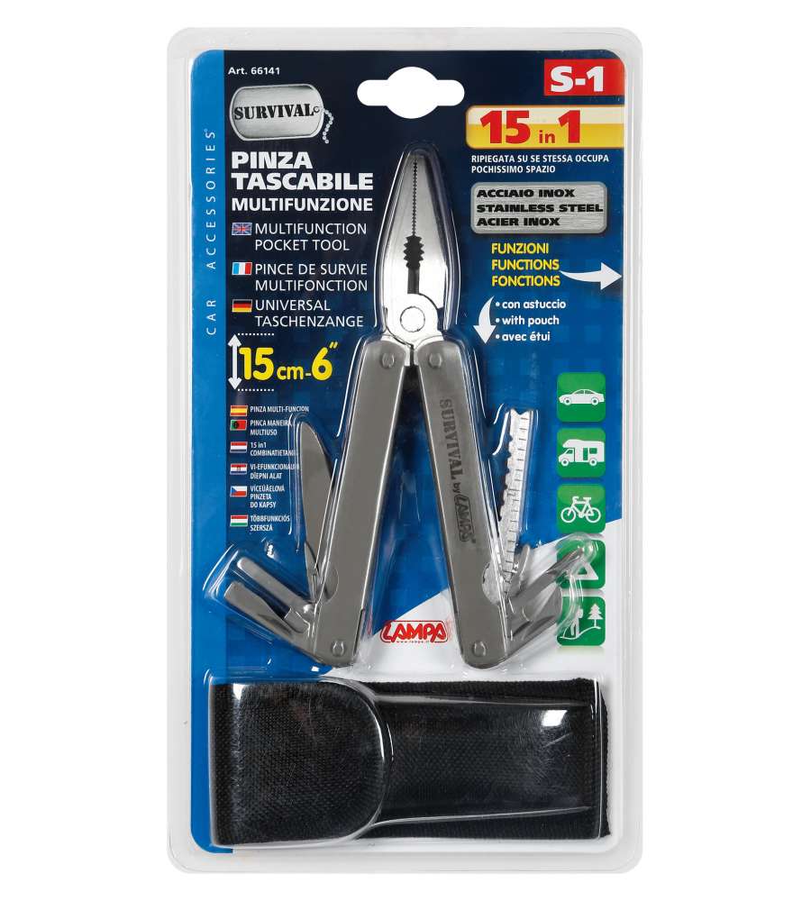 Pinza tascabile 15 in 1 survival multifunzione