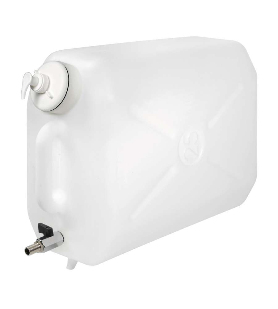 Tanica In Plastica, Con Rubinetto In Metallo E Dispenser Porta Sapone - 25 L