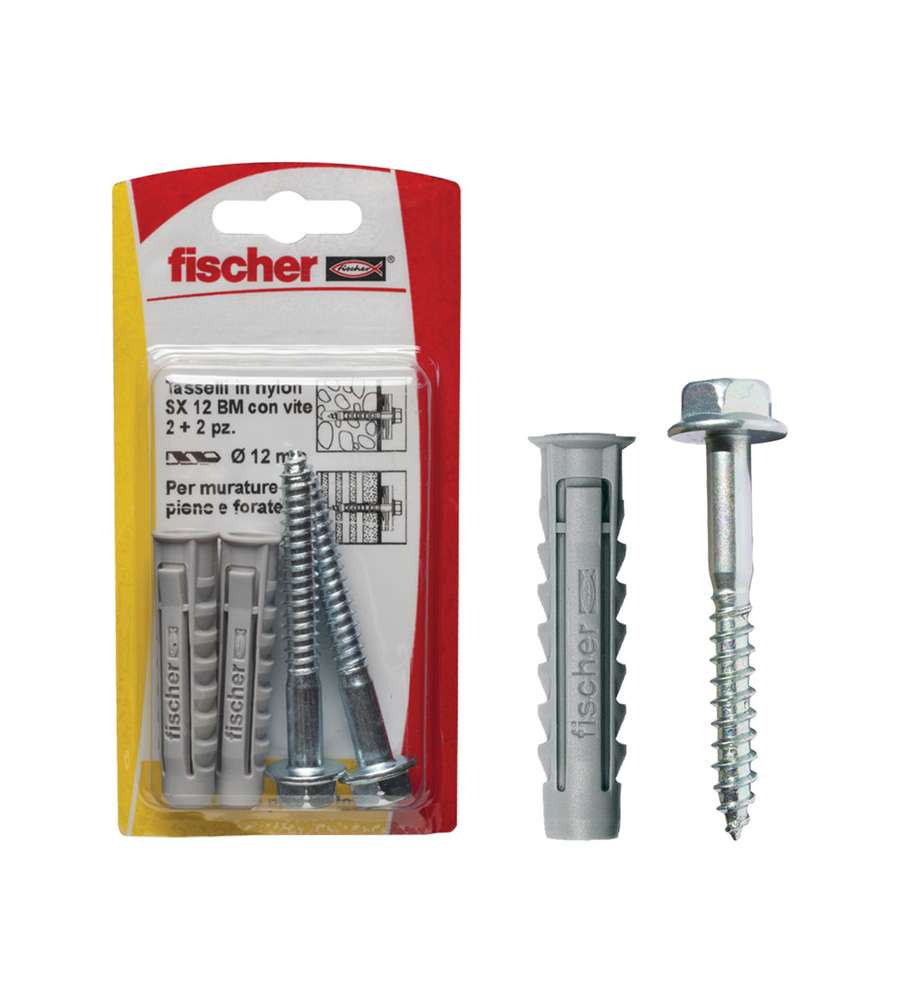 Fischer Tasselli SX 12 BM K con vite testa esagonale (2 Pz.)