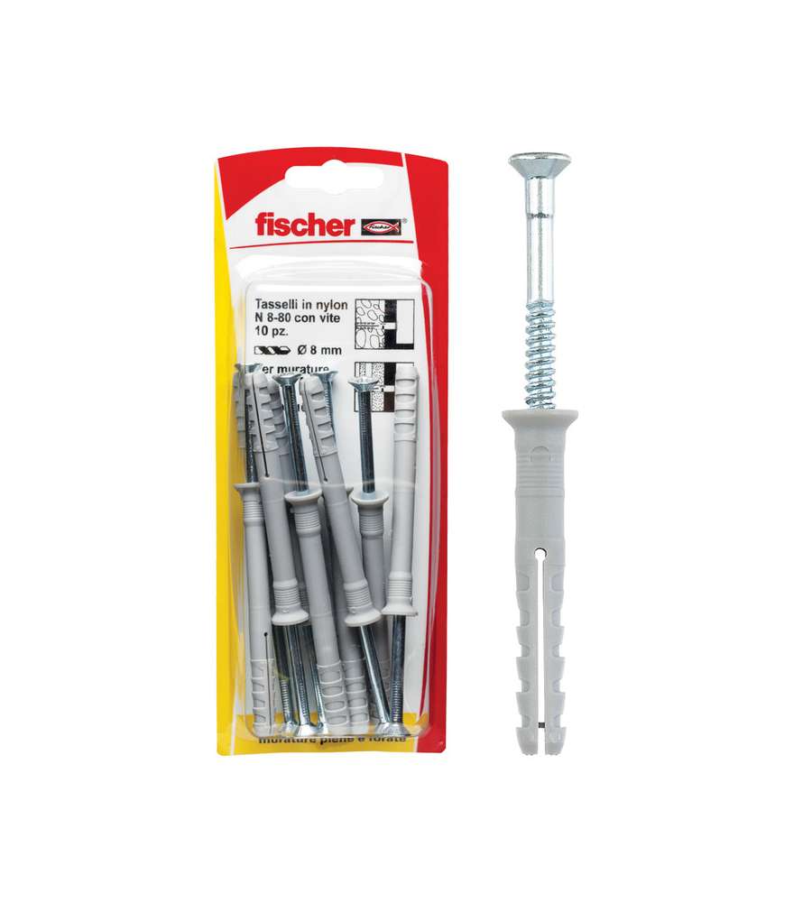 Fischer Tasselli a percussione N 6X80 K con vite (15 Pz.)