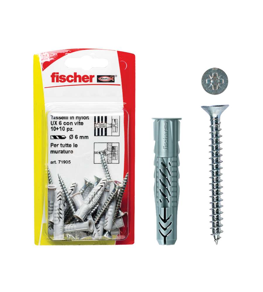 Fischer Tasselli UX 8x50 S K con viti (8 Pz.)