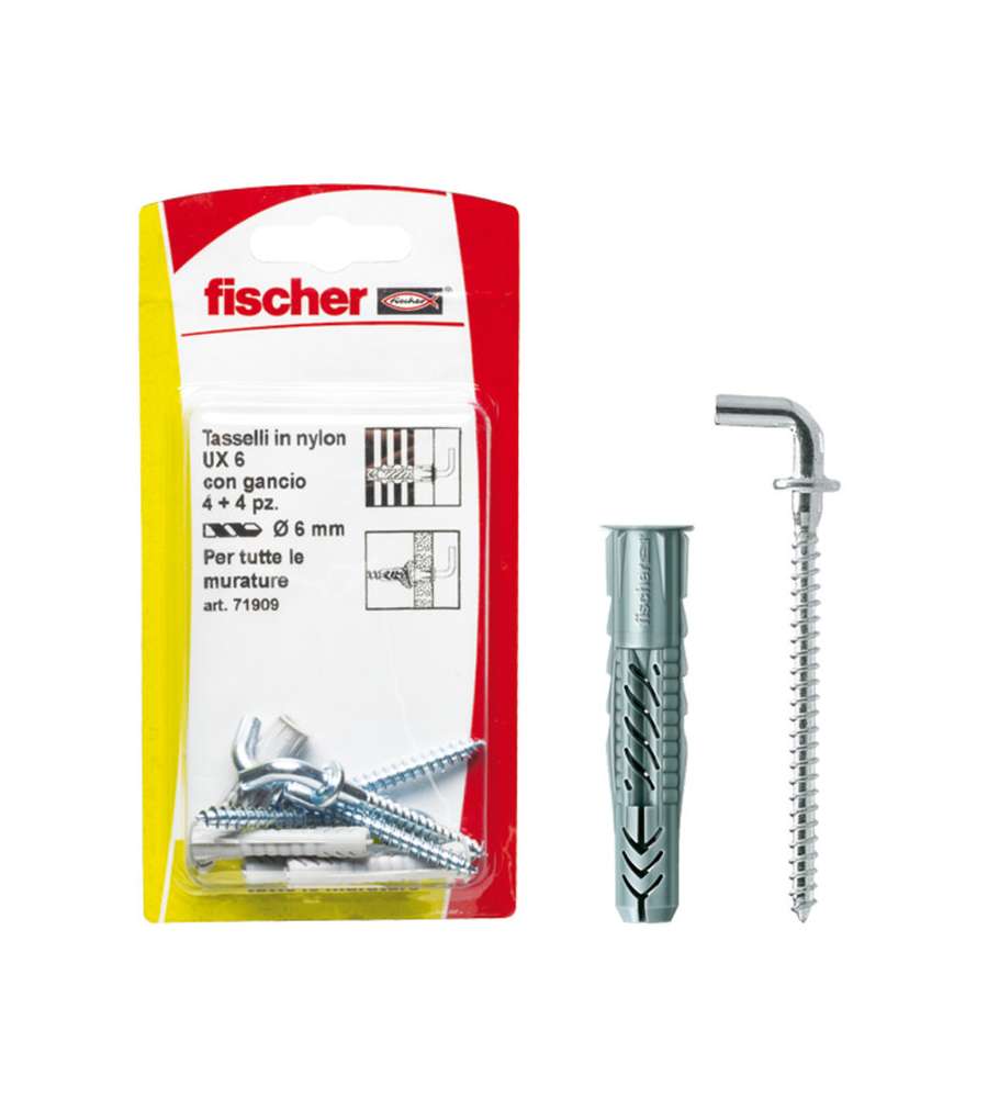 Fischer Tasselli UX 6x35 H K con gancio (4 Pz.)