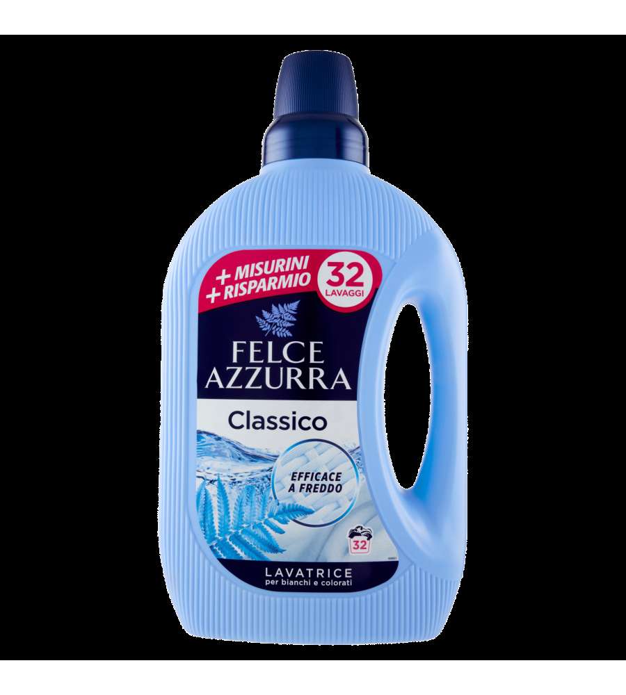 Felce Azzurra Detersivo Liquido Classico 1,6 L per Capi Bianchi e Colorati