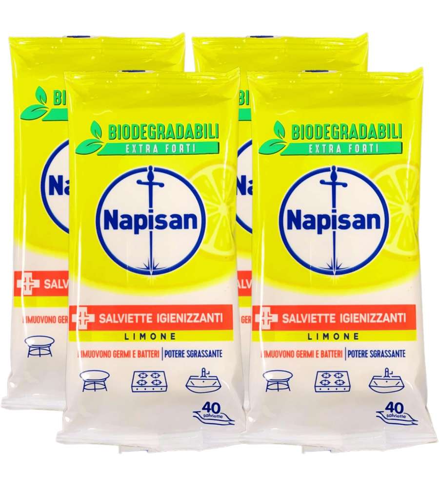 Napisan Salviette Disinfettanti Sgrassanti Limone Biodegradabili 40pz