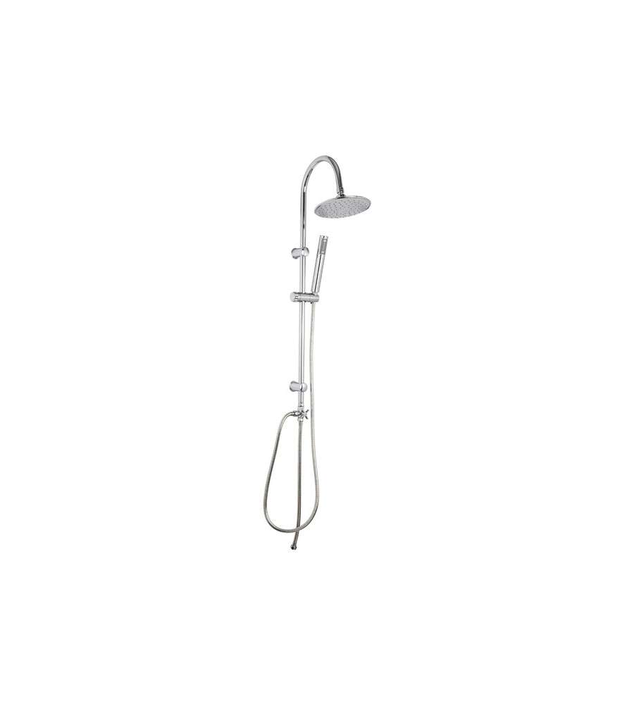 Starter Saliscendi Doccia Cromato con Soffione diam. 20 cm e Doccetta Anticalcare h 70 cm
