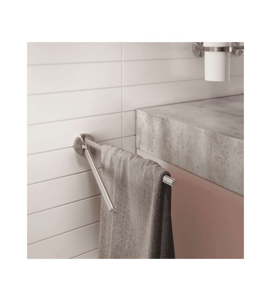Metaform Portasciugamani da Parete CLASS Satinato Inox 2 Barre 5x32 cm