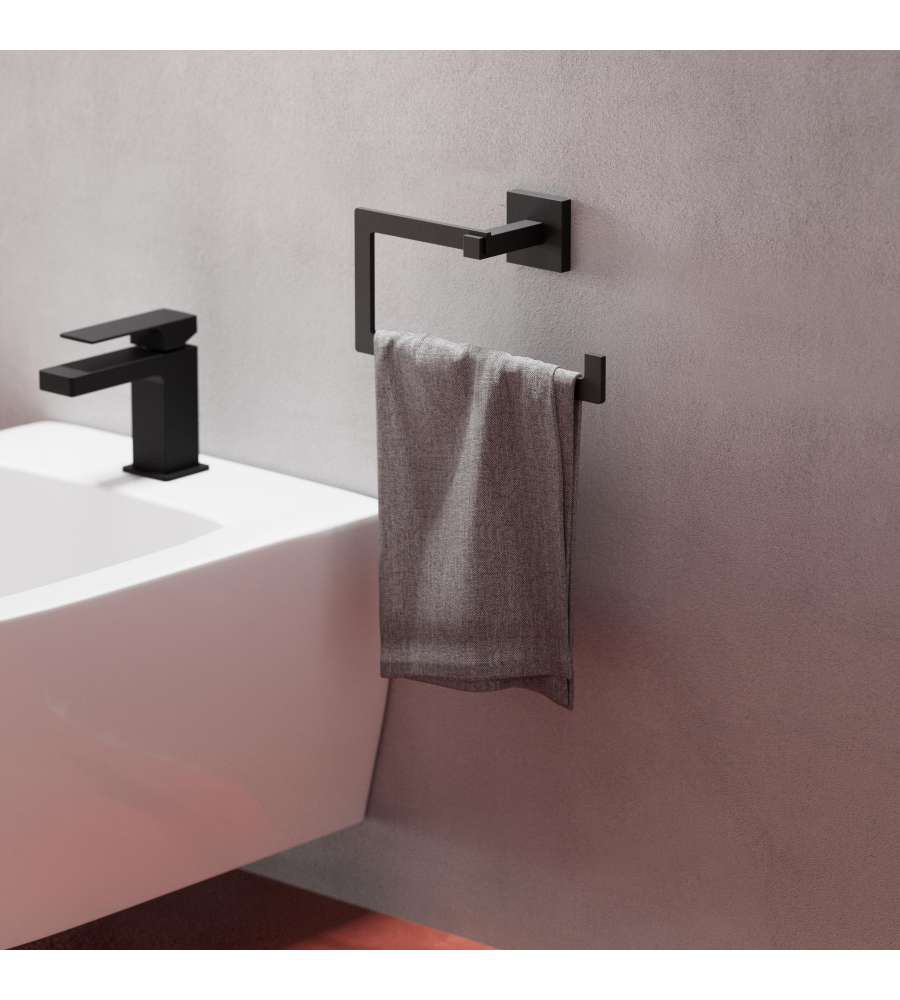 Metaform Porta Asciugamani Anello Trend Black 22 cm Acciaio Opaco