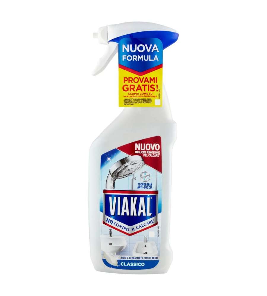VIAKAL Spray Anticalcare 470ml Classico per Vetro e Superfici Scintillanti