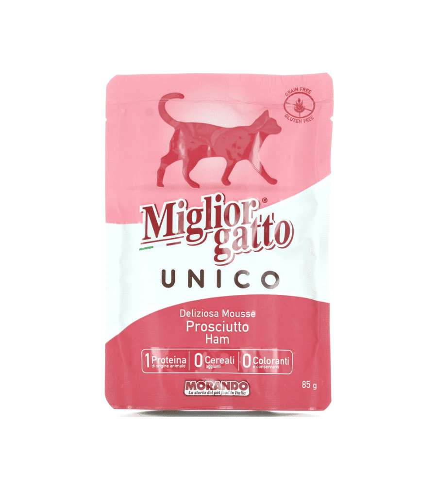 Miglior Gatto Mousse Prosciutto 85g - Cibo Umido per Gatti - Gusto Delicato