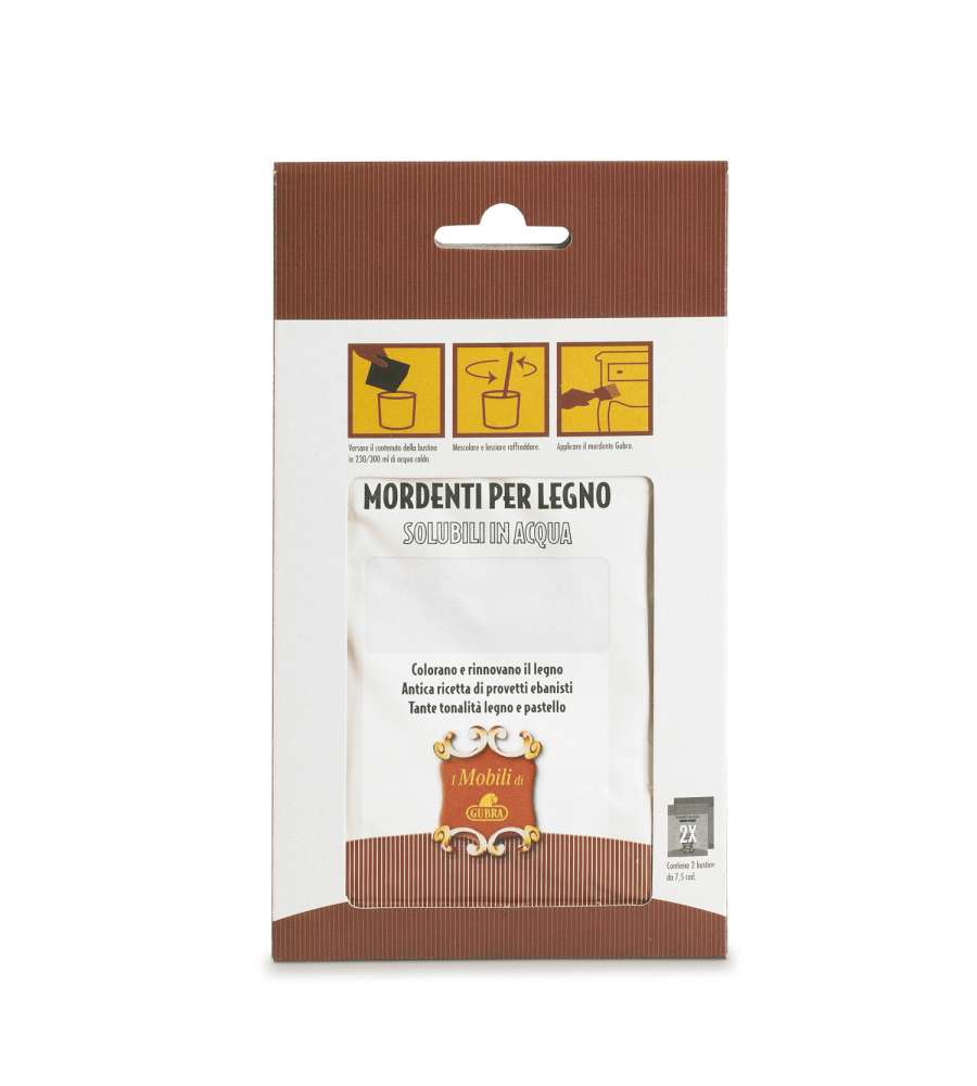 Gubra Mordente Legno All'Acqua Mogano Rinnova Mobili - 2 Pezzi