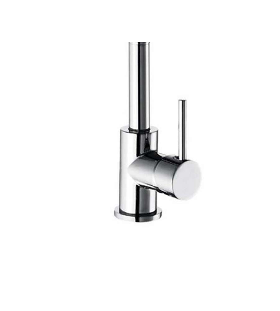 Rubinetto miscelatore monocomando lavello bocca alta, doccetta monogetto orientabile in ottone diam. 35 mm