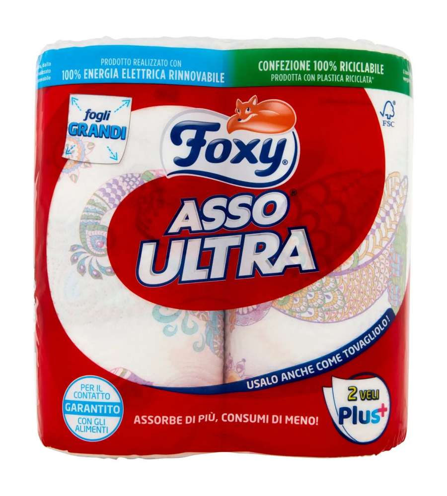 Foxy Asso Ultra Asciugatutto decorato 2 maxi rotoli