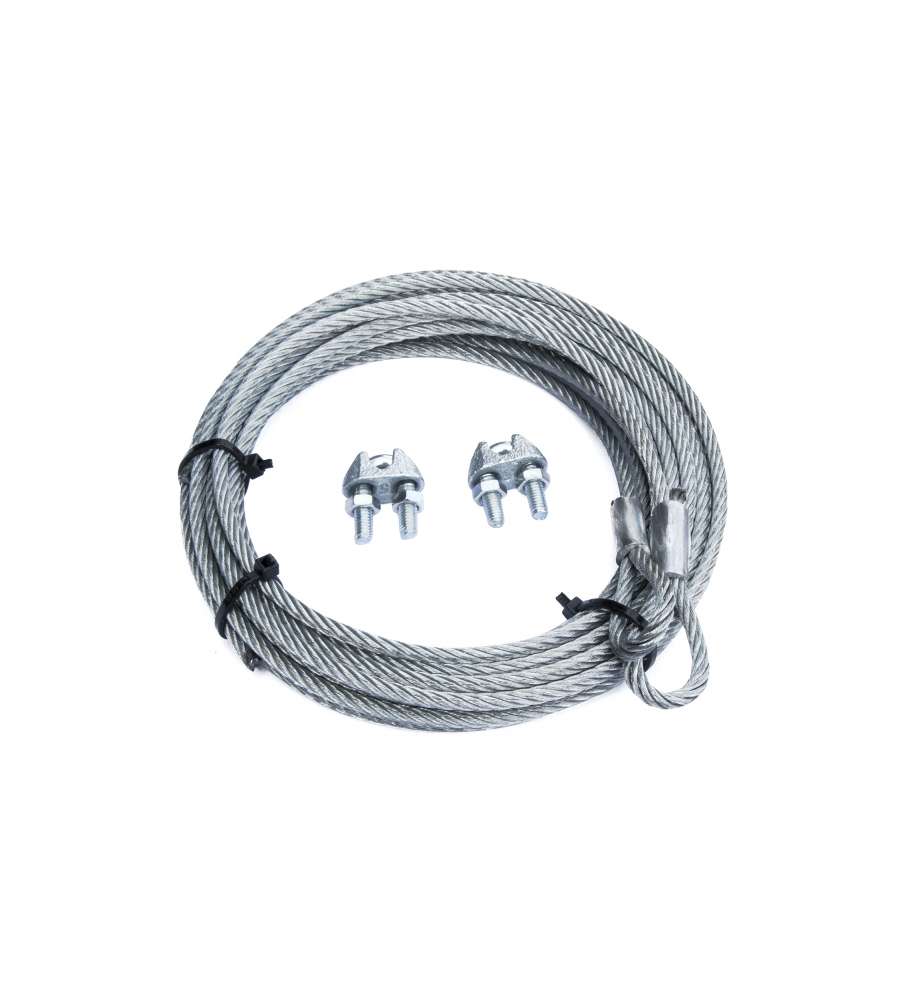 Kit per porte basculanti fune Diam. 4 mm. con gancio ad asola + 2 morsetti