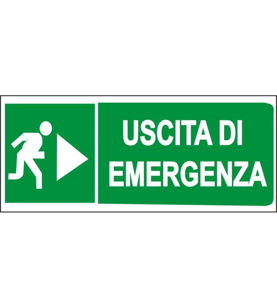 ROSH Segnaletica Uscita Emergenza Verde 31x14 cm Plastica Conforme D.Lgs.81