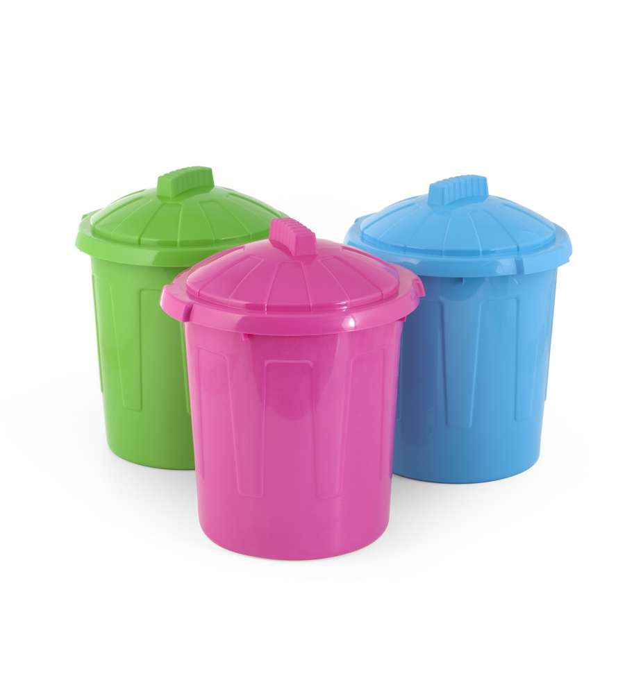 Bidone con Coperchio 8 l colori assortiti