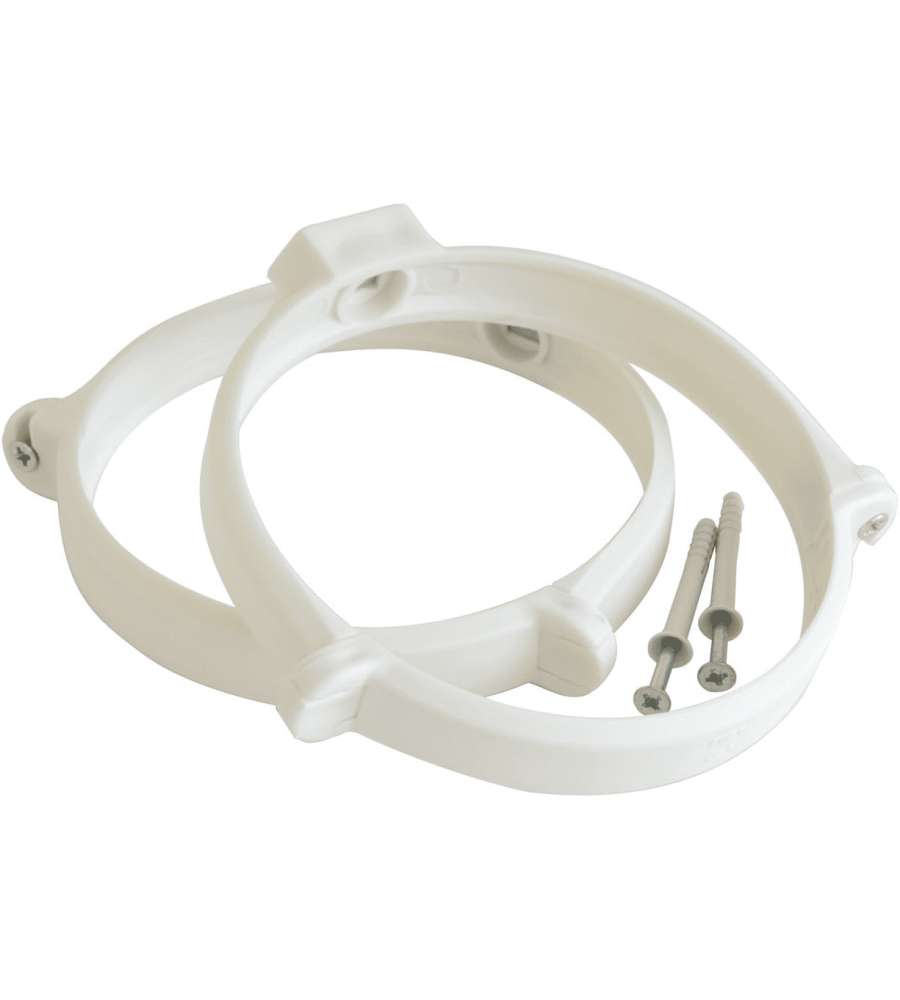 La Ventilazione Staffe Fermatubo 125 mm Bianche con Viti e Tasselli