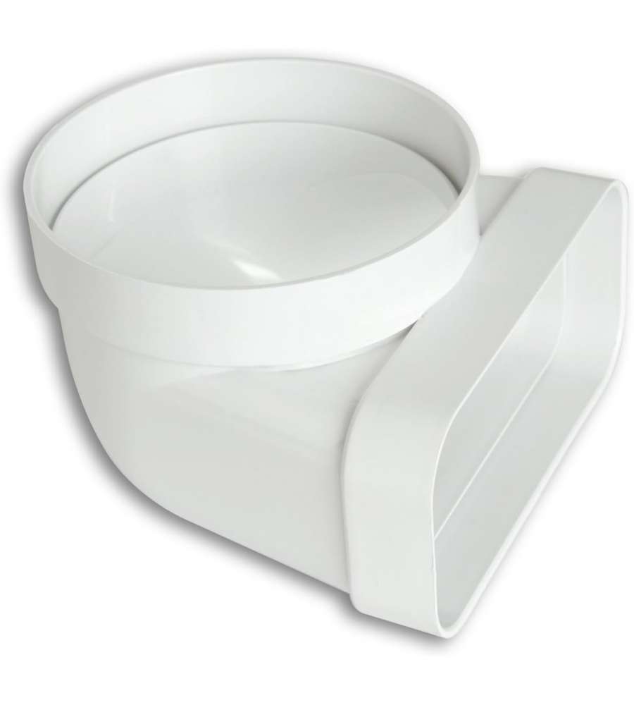 La Ventilazione Curva Verticale in ABS 125 mm - 150x70 mm Bianco