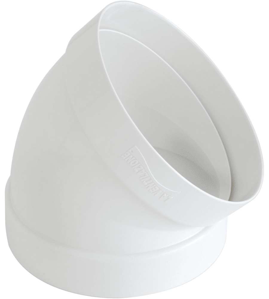 La Ventilazione Curva 45� F/F in ABS Bianco � 125 mm per Aerazione Canalizzata