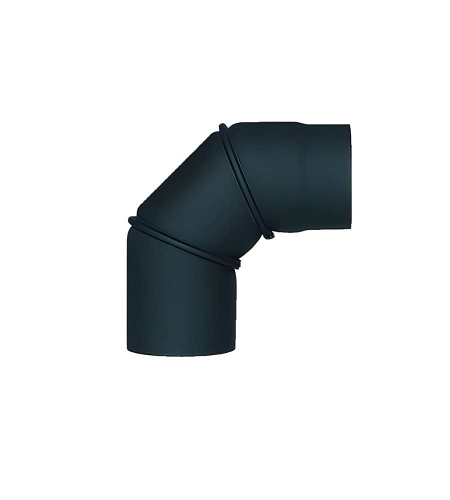 Gomito 90 in Acciaio Nero Resistente - D. 12 cm - Tubo per Stufe