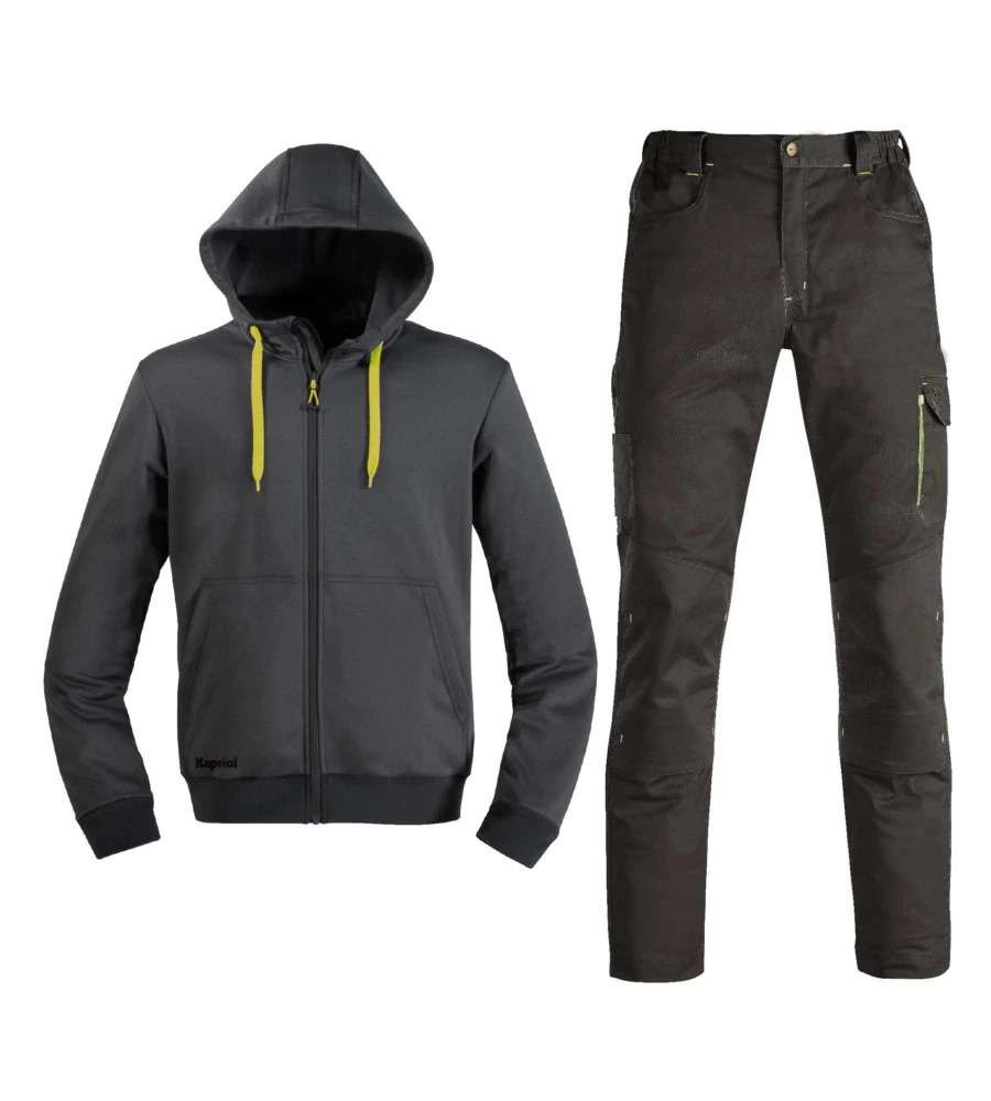 Kapriol Kit Pantalone e Felpa da Lavoro Nero - Caldo e Resistente  - M