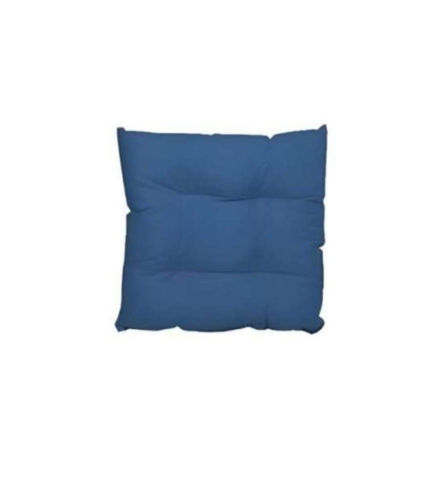 Morbiflex Cuscino Coprisedia Blu Bordato 40x40x4.5 cm con Laccetti