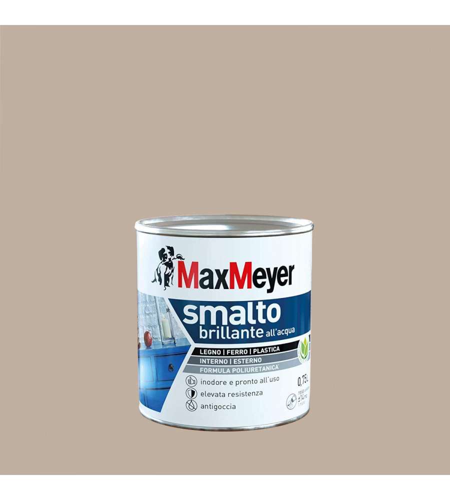 MaxMeyer Smalto Brillante all'acqua Poliuretanico Tortora 0,75 l