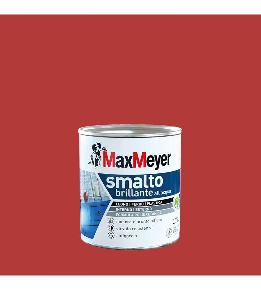MaxMeyer Smalto Brillante all'acqua Poliuretanico Rosso Ciliegia 0,75 l