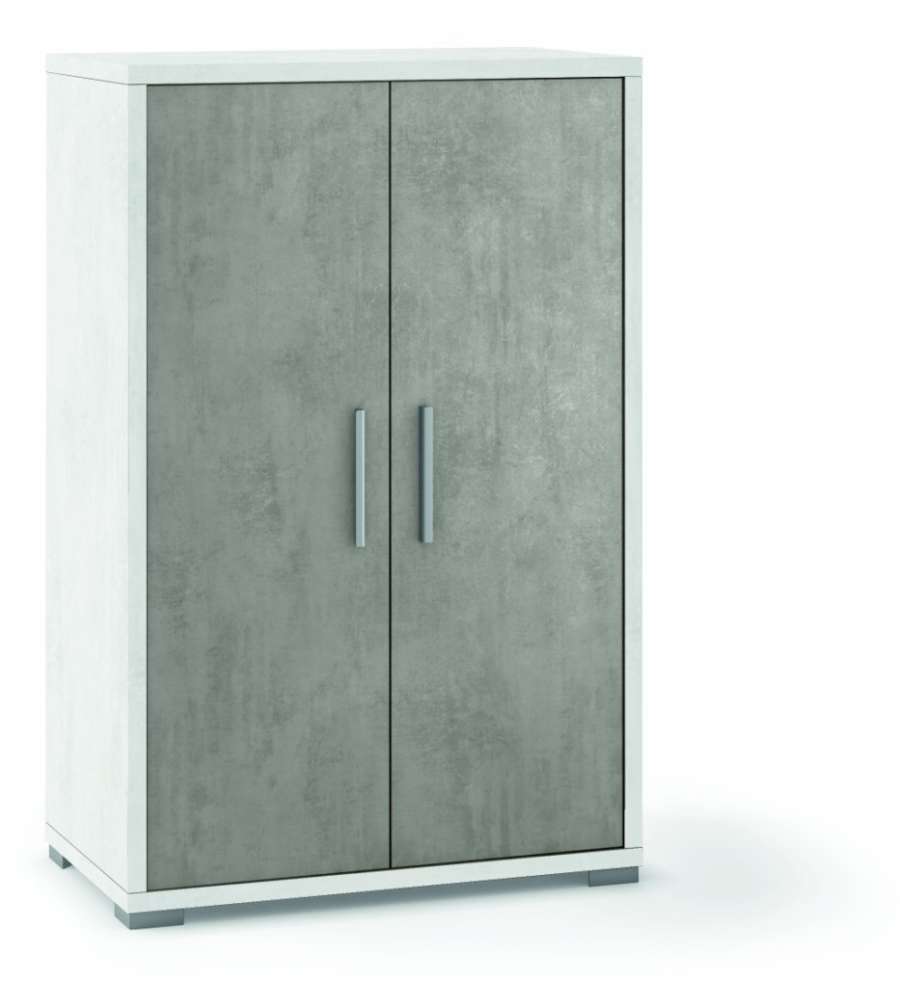 Mobile 2 ante in kit Doubl 110 x 71 x 41 cm Ossido Bianco - Cemento