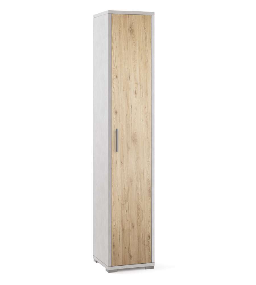 Mobile colonna 1 anta 199 x 39 x 41 cm Ossido Bianco-Rovere Naturale