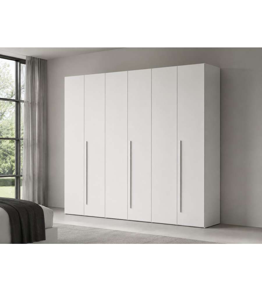 Mcs Mobili Armadio Easy 6 Ante Bianco Frassinato - 244x53x244 cm